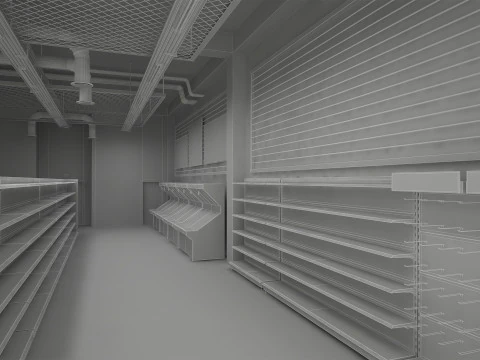 Supermarket Building Full 3D Model