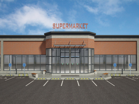 Supermarkt gebouw 3D Model
