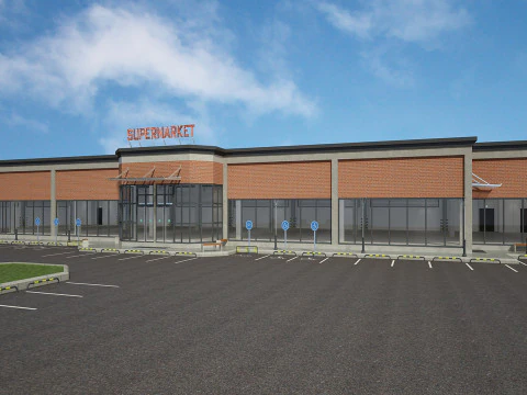 Supermarket Building 3D Model