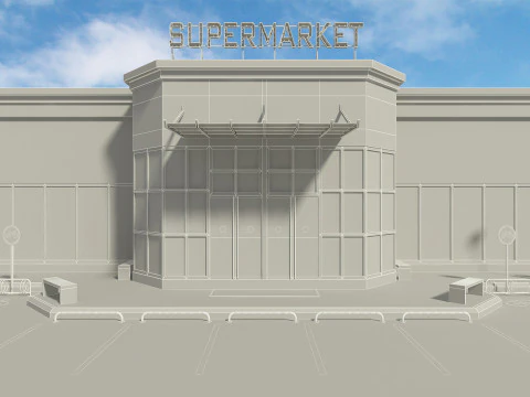 Supermarket Building 3D Model