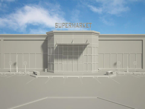 Supermarket Building 3D Model