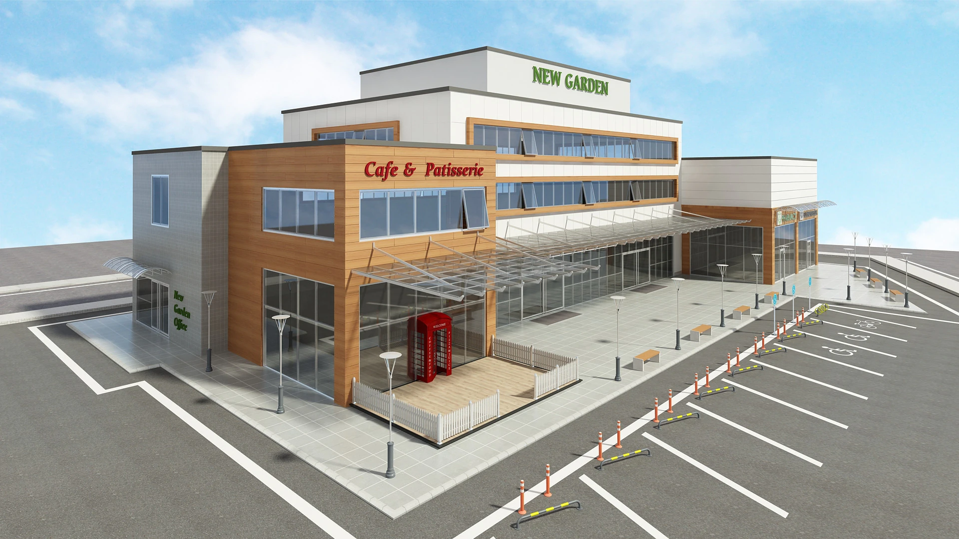 Mall Building 3D Model .c4d .max .obj .3ds .fbx .stl .blend 