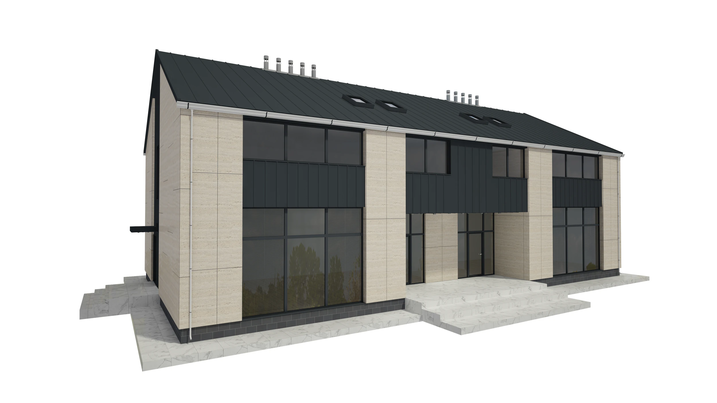 Modern House Building 3D Model .c4d .max .obj .3ds .fbx .stl .blend 