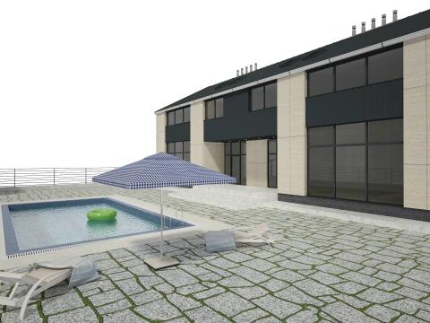 Modern House Building Full 3D Model