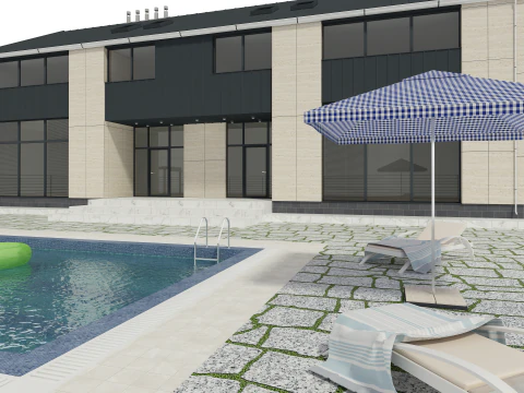 Modern House Building Full 3D Model