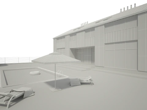 Modern House Building Full 3D Model