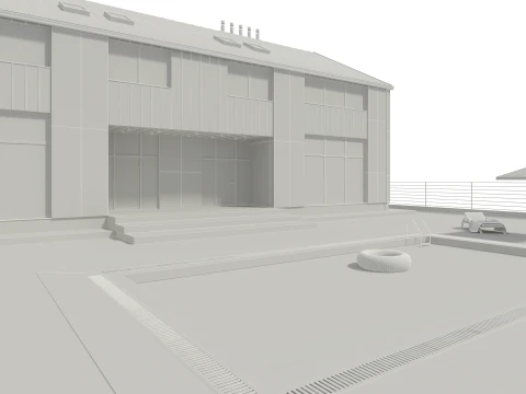Modern House Building Full 3D Model