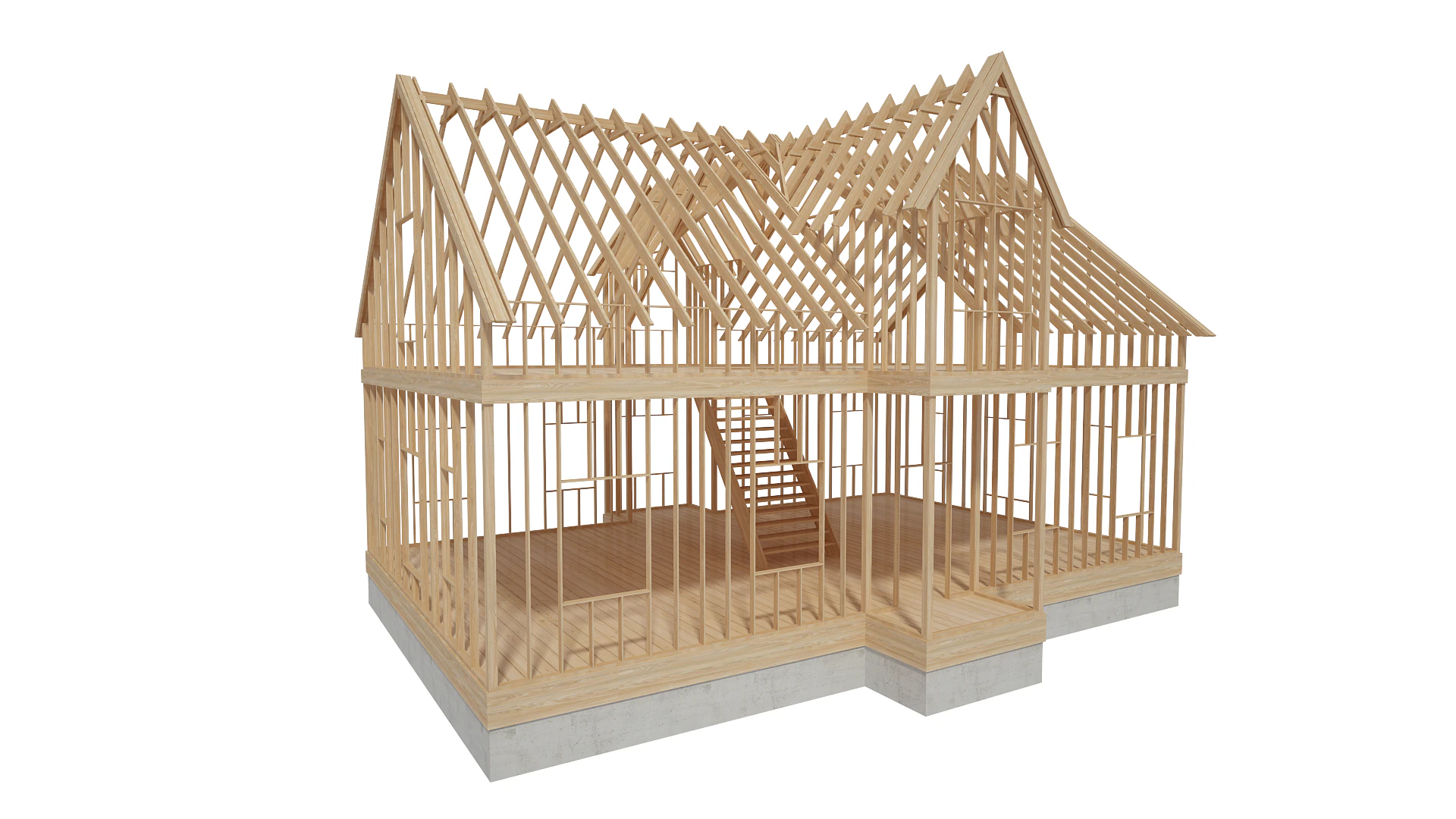 Wood House Construction 3D Model .c4d .max .obj .3ds .fbx .stl .blend 