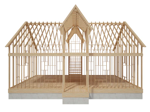 Wood House Construction 3D Model
