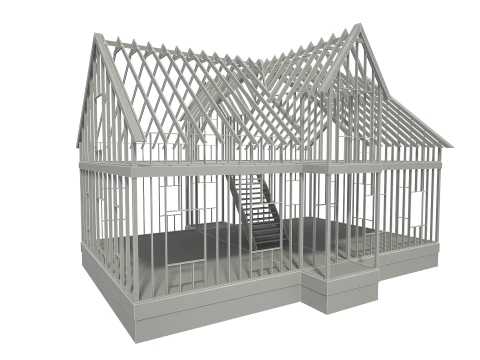 Wood House Construction 3D Model