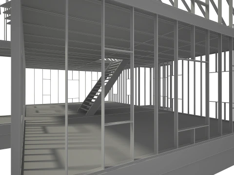 Wood House Construction 3D Model
