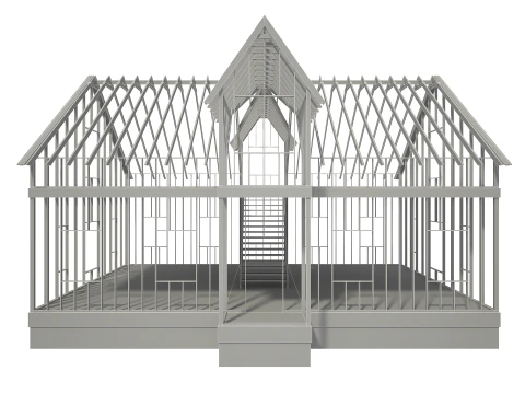 Wood House Construction 3D Model