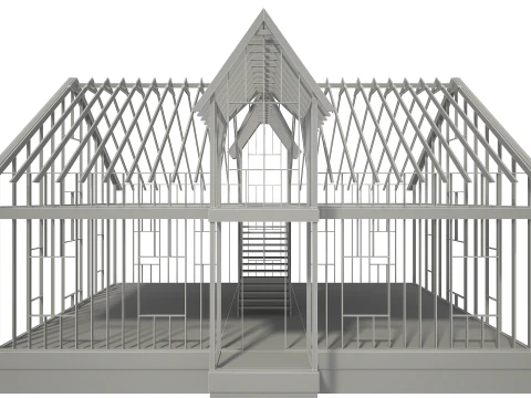 Wood House Construction 3D Model