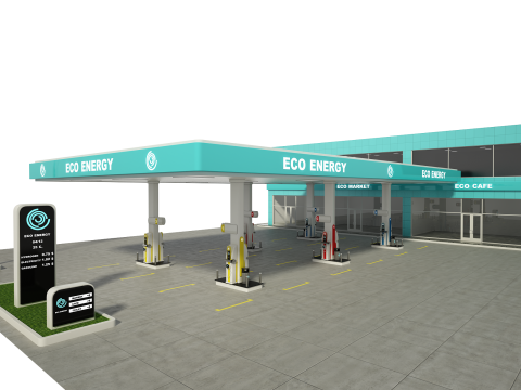 Posto de gasolina Modelo 3D