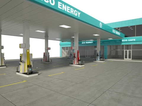 Posto de gasolina Modelo 3D