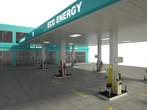 Posto de gasolina Modelo 3D