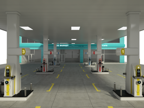 Posto de gasolina Modelo 3D