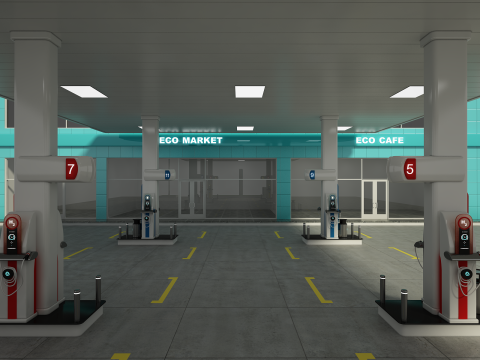 Posto de gasolina Modelo 3D