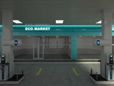Posto de gasolina Modelo 3D