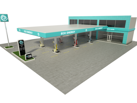 Posto de gasolina Modelo 3D