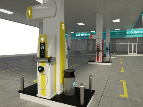 Posto de gasolina Modelo 3D