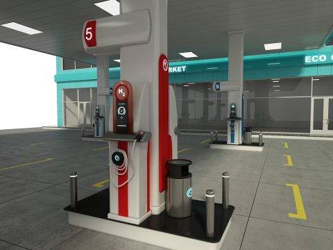 Posto de gasolina Modelo 3D