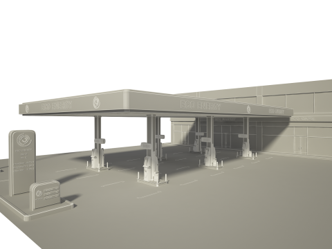 Posto de gasolina Modelo 3D