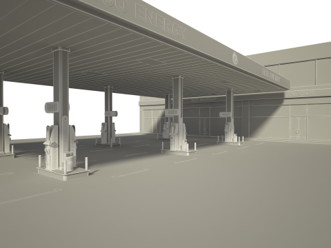 Posto de gasolina Modelo 3D