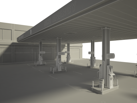 Posto de gasolina Modelo 3D