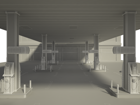 Posto de gasolina Modelo 3D