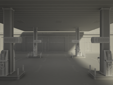 Posto de gasolina Modelo 3D