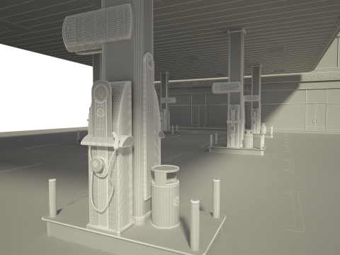 Posto de gasolina Modelo 3D