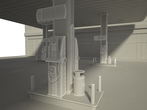 Posto de gasolina Modelo 3D
