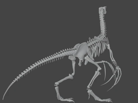Therizinosaurus Rigged Skeleton Exotic Theropod Anatomy 3D Model