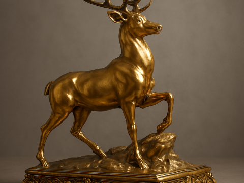 Cerf doré de majesté royale Modèle 3D