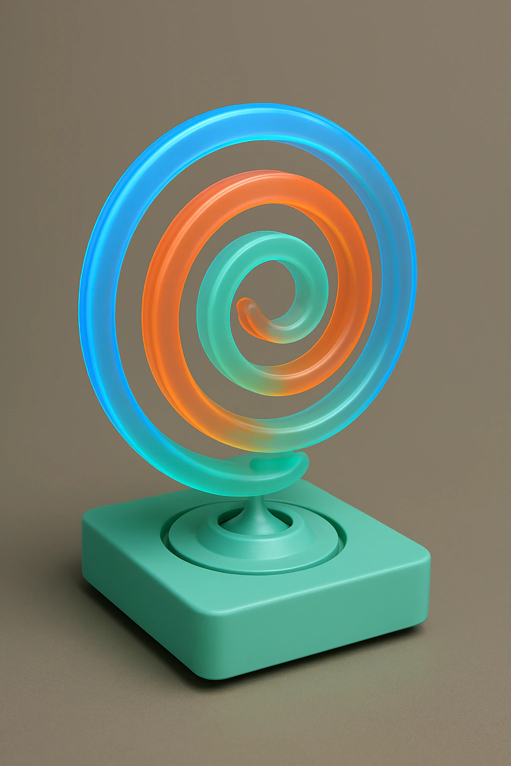 Abstract Neon Spiral Sculpture on Minimal Base Modern 3D Art Object 3D Model .c4d .max .obj .3ds .fbx .stl .blend 