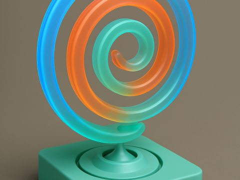 Minimal Temel Modern 3D Sanat Nesnesi &Uuml;zerinde Soyut Neon Spiral Heykel 3D Model