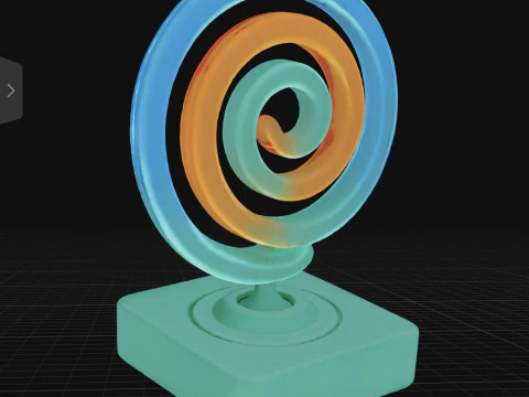 Abstract Neon Spiral Sculpture on Minimal Base Modern 3D Art Object 3D Model