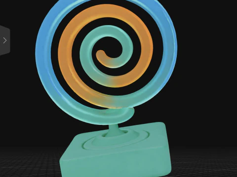 Abstract Neon Spiral Sculpture on Minimal Base Modern 3D Art Object 3D Model