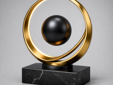 豪華な黄金の軌道の彫刻 3Dモデル