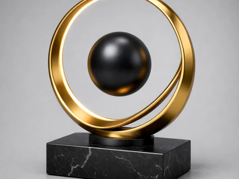 Luksusowa rzeźba Złotej Orbity Model 3D