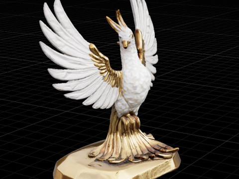 Golden Crystal Phoenix Sculpture 3D Model
