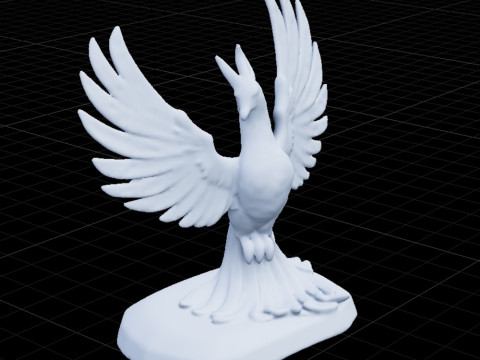 Golden Crystal Phoenix Sculpture 3D Model