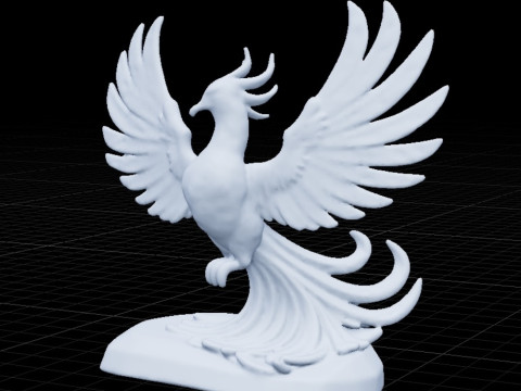 Golden Crystal Phoenix Sculpture 3D Model