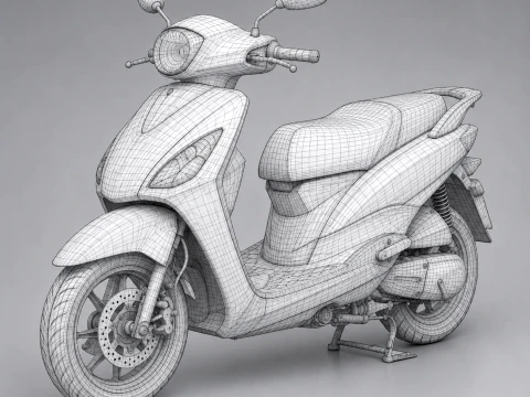 Modern White Electric Scooter 3D Model