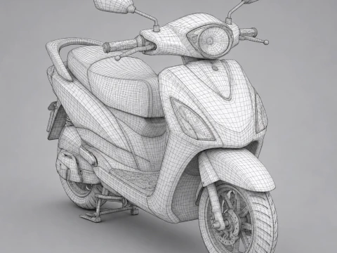 Modern White Electric Scooter 3D Model