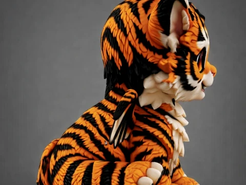 Cute Baby Tiger Dragon 3D Model