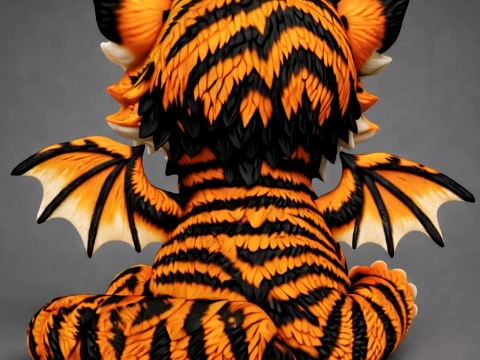 Cute Baby Tiger Dragon 3D Model