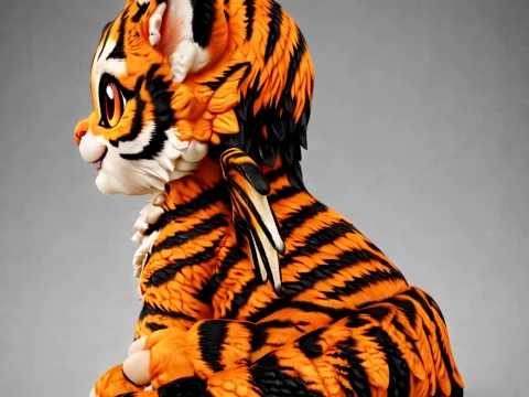 Cute Baby Tiger Dragon 3D Model