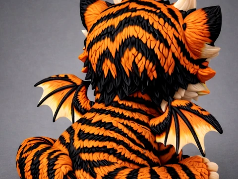 Cute Baby Tiger Dragon 3D Model